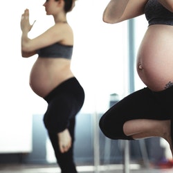 pregnant woman doing yoga pose